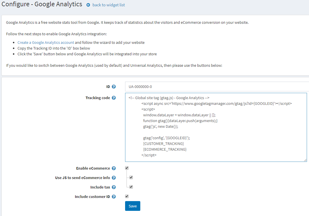 Google analytics - Configure