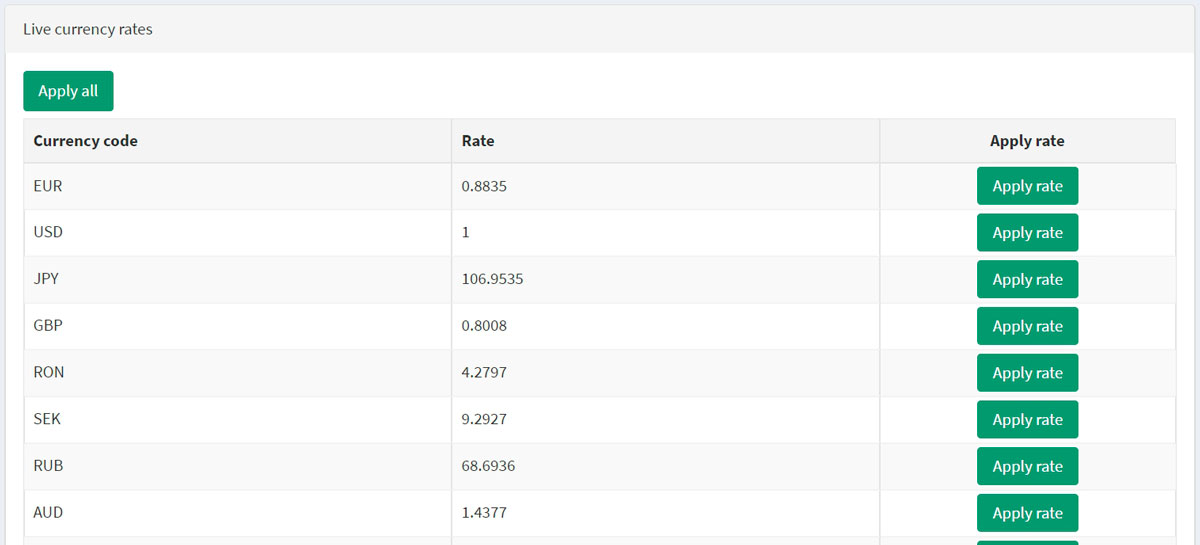 Live rates