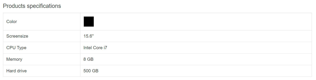 Specification attributes