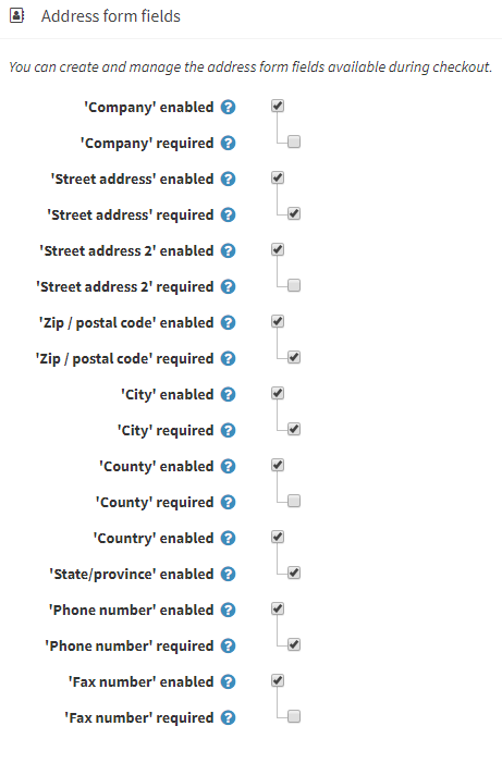 Address form fields