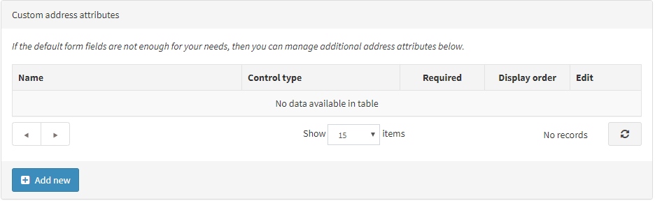 Custom address attributes