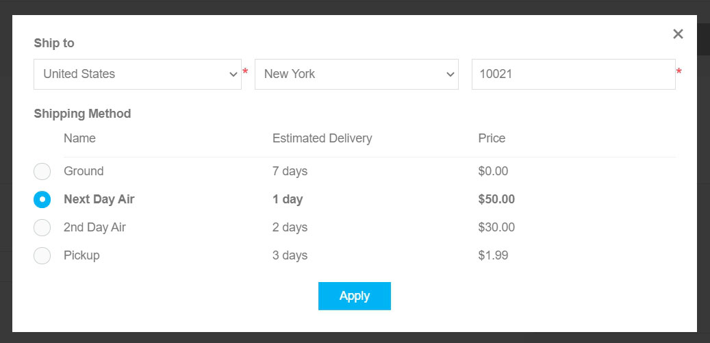 Estimate shipping